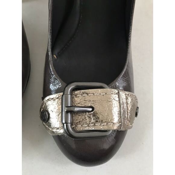 BCBGMaxAzria Javana Patent Leather Metallic Foil Block Heels FLAWS - Picture 3 of 12